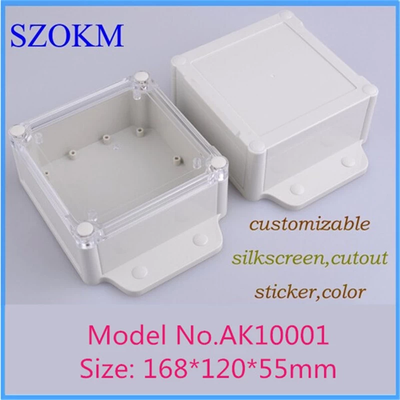 ABS Plastic Waterproof Enclosure for PCB board with transparent cover, AK10001-A2, 120*168*55mm