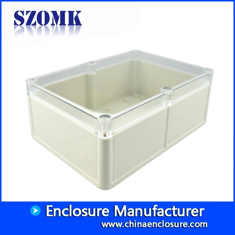 ABS material IP68 waterproof plastic junction box with transparent lid AK10518-A2  204*143*78mm