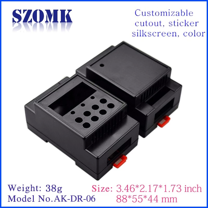 ABS plastic din rail wall mount housing case for control cabinet for standard enclosure AK-DR-06 88*55*44mm