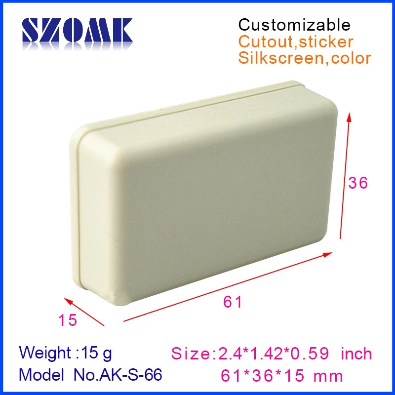 ABS plastic enclosure electronic housing small szomk case for PCB AK-S-66 61*36*15mm