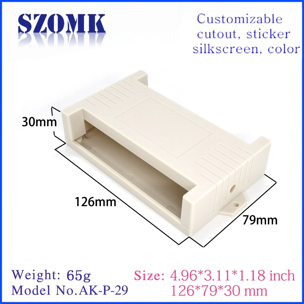 ABS wall mount plastic din rail enclosures for electronics with terminal block or not AK-P-29 126*79*30mm