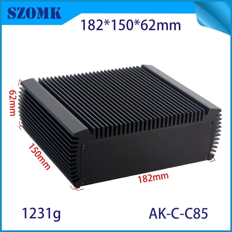 China AK-C-C85 182*150*62 m Black mini computer chassis case aluminum alloy mini industrial control PC power supply soft routing car aluminum shell manufacturer