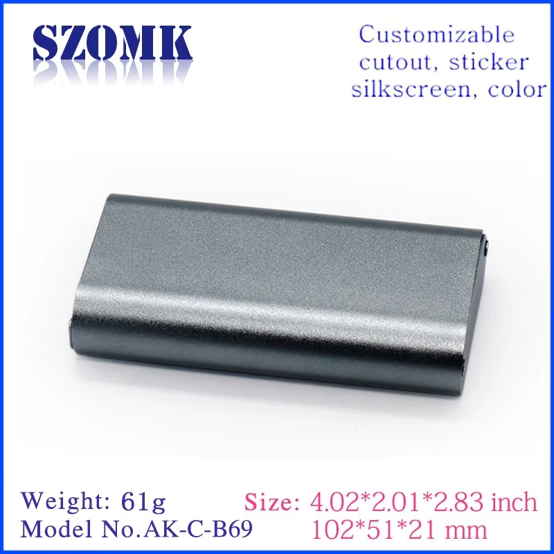 Shenzhen hot sale aluminum 102X51X21mm electrical enclosure manufacture/AK-C-B69