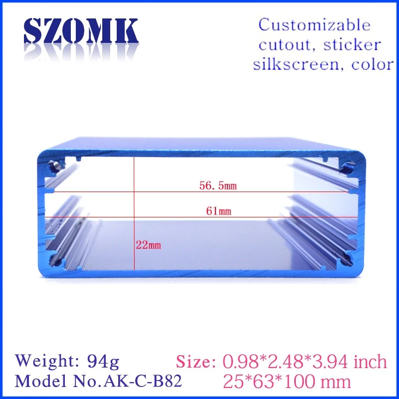 Aluminum profile electronic enclosure box for electronic project with 25*63*100mm