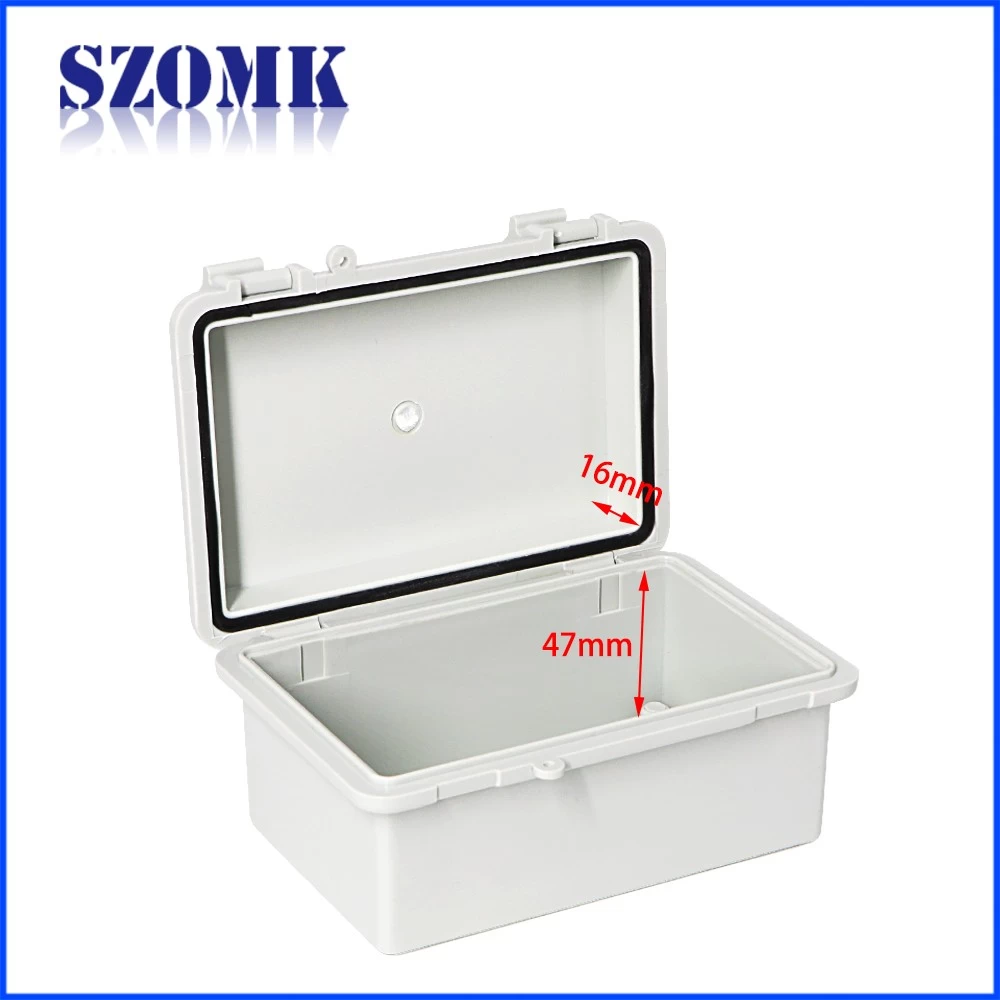 China ABS plastic 150X100X72mm IP65 hinge cover waterproof box manufacture/AK-01-29