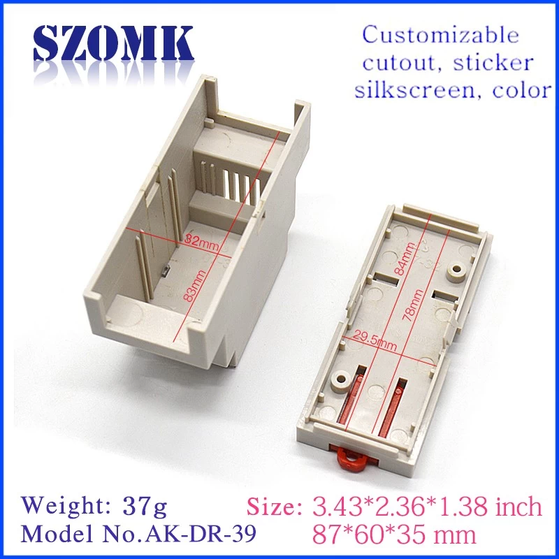 Cost-effective din rail project box szomk diy electronic plastic case AK-DR-39 87*60*35mm