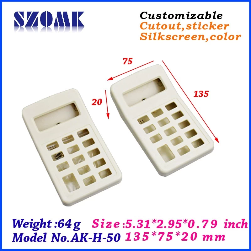 Custom ABS Plastic Enclosure SZOMK Portable Handheld Casing Box AK-H-50 135*75*20 mm