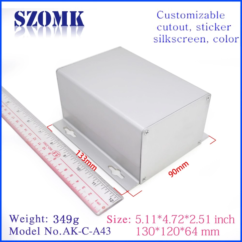 Подгонянная распределительная коробка шкафа платы PCB прессованного алюминия промышленная для электропитания AK-C-A43 130 * 120 * 65mm