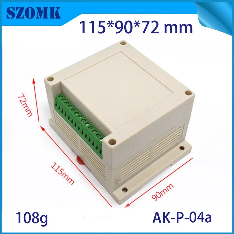 Din rail box plastic electronic enclosures diy project case terminal Block din rail case AK-P-04c 115x90x72mm