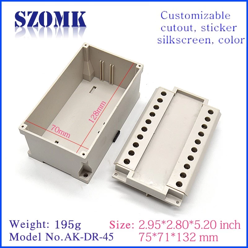 Din rail case ABS plastic enclosure electronics device junction box for PCB board AK-DR-45 75*71*132mm