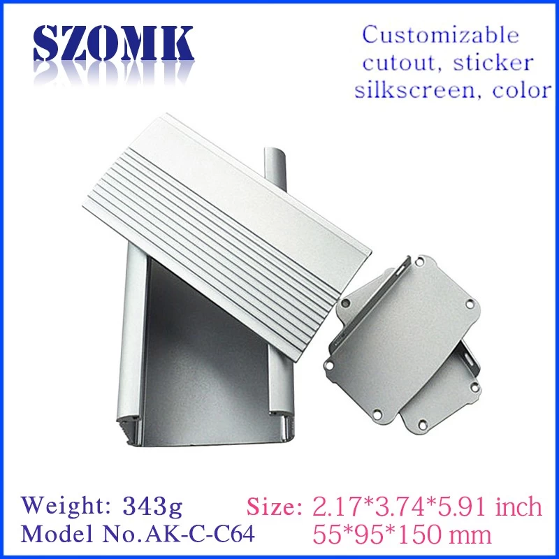 Electronic Aluminum  Instrument Enclosures Shell for Project Production AK-C-C64 55(H)x95(W)xfree(mm) 2.17"x3.74"xfree