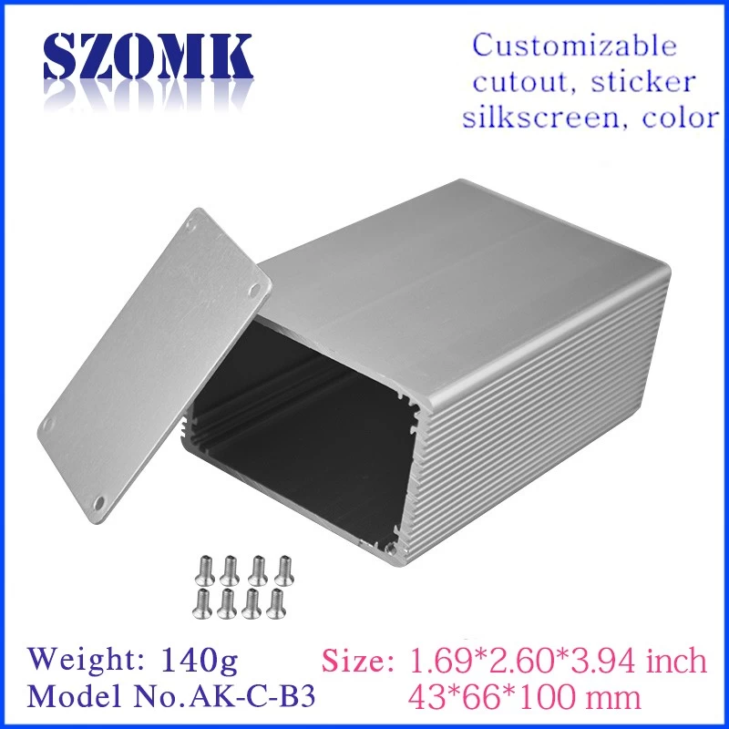 Extruded Aluminum enclosure SZOMK electronic Junction Box for PCB AK-C-B3 43 X 66 X 100mm