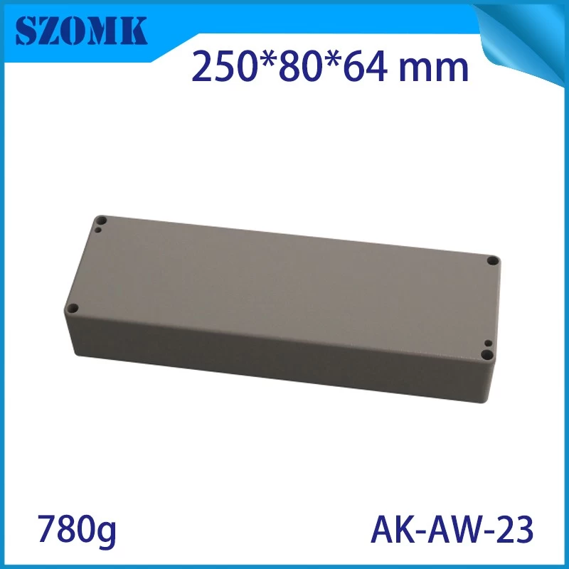 Extruded die cast aluminium enclosure waterproof PCB holder junction box for electronics AK-AW-23 250 X 80 X 64 mm