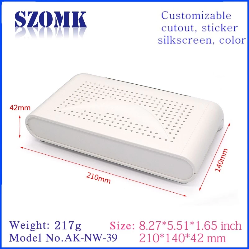 High Quality ABS Plastic Network Router Enclosure from SZOMK/ AK-NW-39/ 210*140*42mm