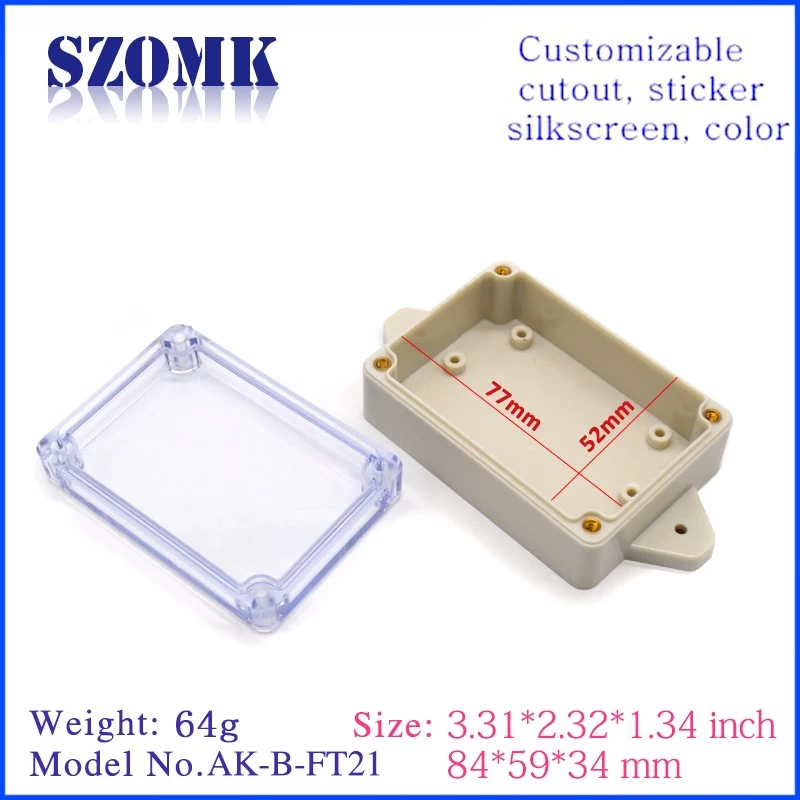 IP65 Plastic ABS Waterproof Enclosure Electronic Device Box with Transparent Cover /84*59*34mm/AK-B-FT21