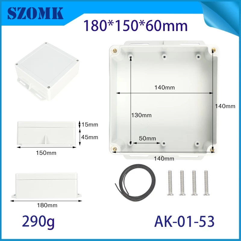 IP66 180*150*60 mm impermeable a la pared de plástico al aire libre Caja de montaje de pared AK-01-53