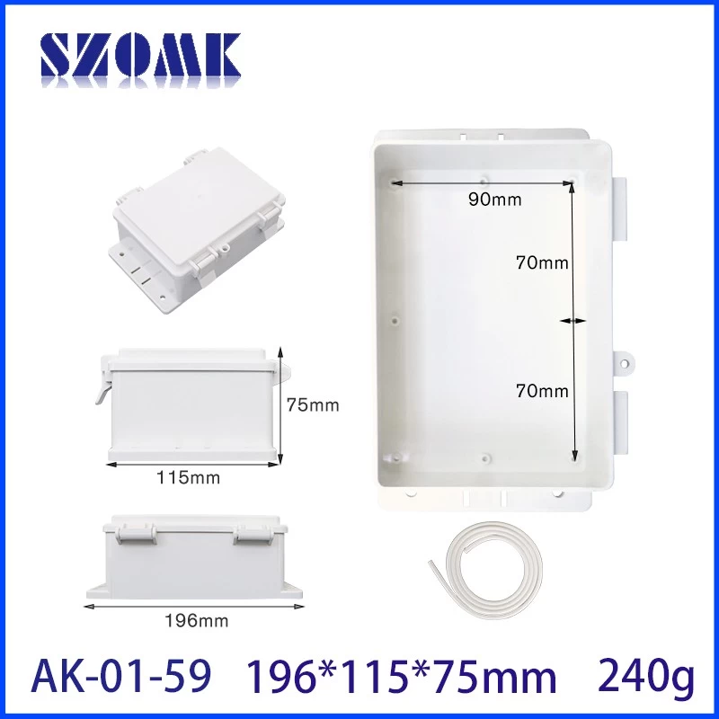 IP66 ABS plastic power supply security monitoring waterproof enclosure Electronic instrument housing outdoor hinge case 155*105*65mm AK-01-59