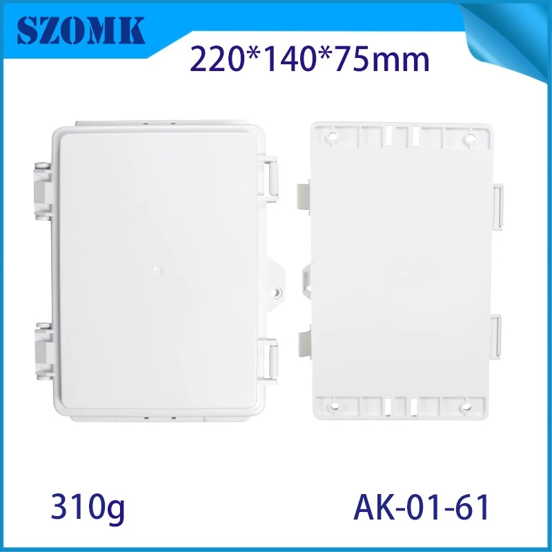 IP66 AK-01-61  220*140*75mm ABS plastic power supply security monitoring waterproof box electronic instrument housing outdoor hinged flip cover rainproof outlet box