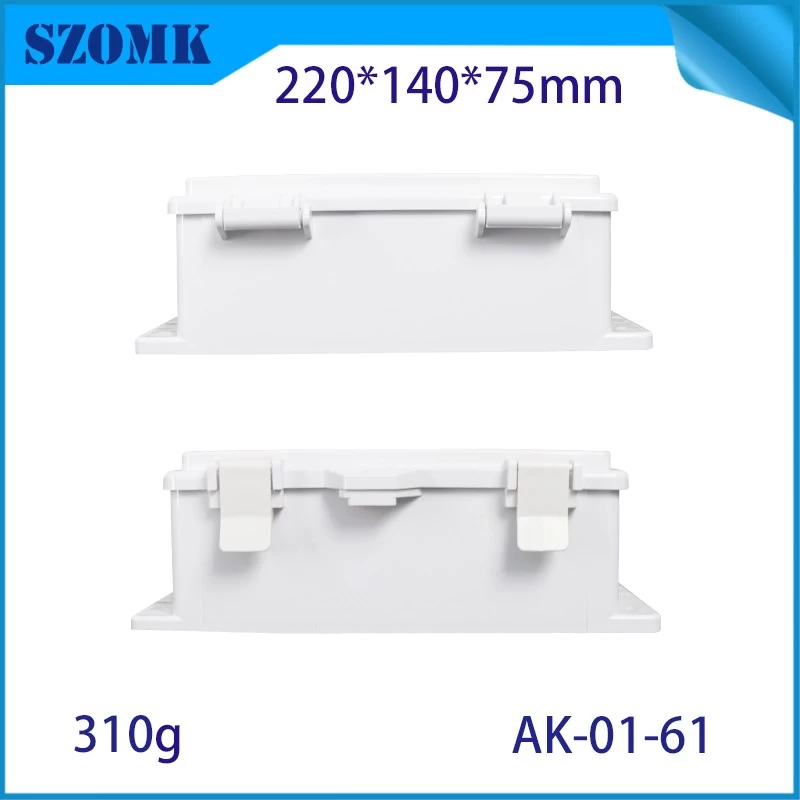 IP66 AK-01-61  220*140*75mm ABS plastic power supply security monitoring waterproof box electronic instrument housing outdoor hinged flip cover rainproof outlet box