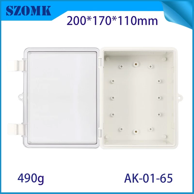 IP66 AK-01-65  200*170*110 mmABS plastic power supply security monitoring waterproof box electronic instrument housing outdoor hinged flip cover rainproof outlet box