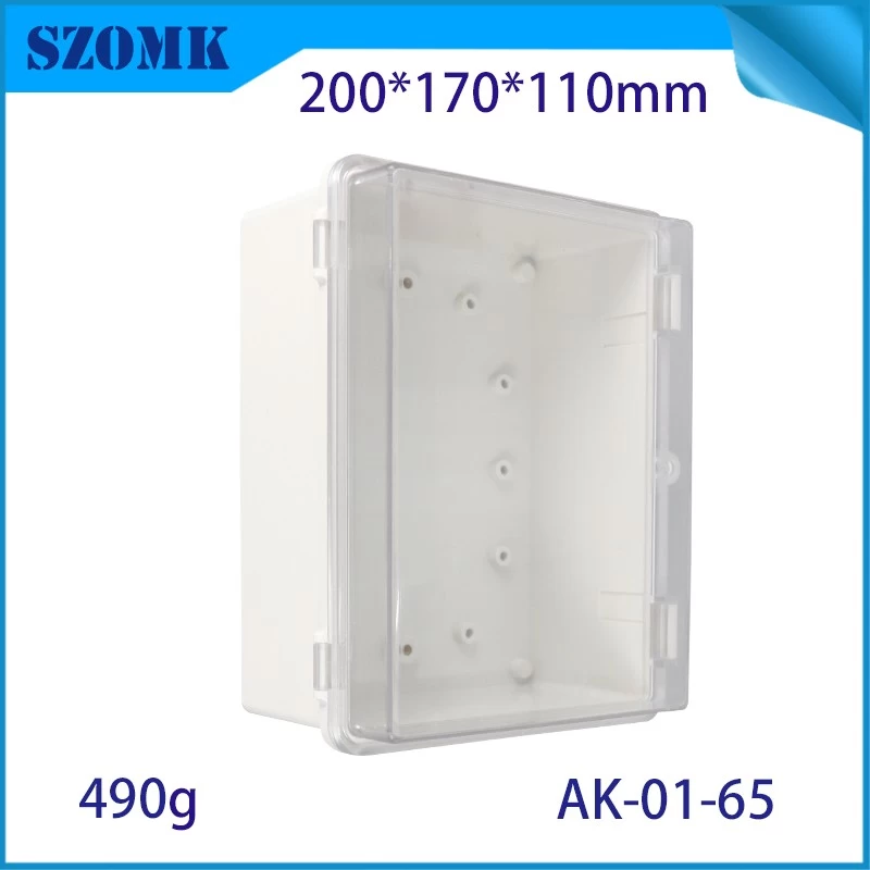 IP66 AK-01-65  200*170*110 mmABS plastic power supply security monitoring waterproof box electronic instrument housing outdoor hinged flip cover rainproof outlet box