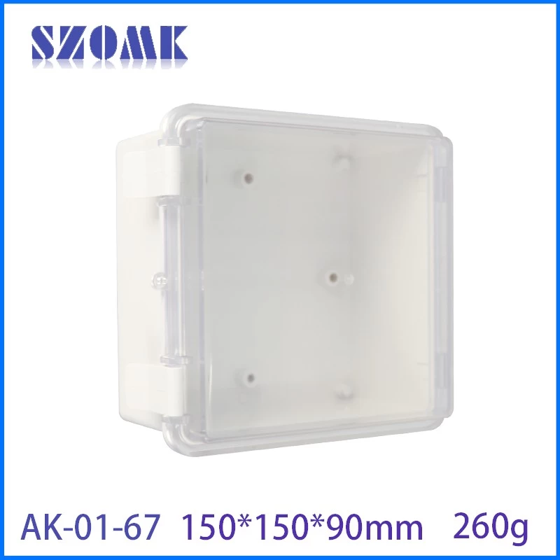 IP66 Hinged Plastic Electrical Box WaterProof Instrument Housing Szomk Plastic Device Control Enclosure 150*150*90mm AK-01-67