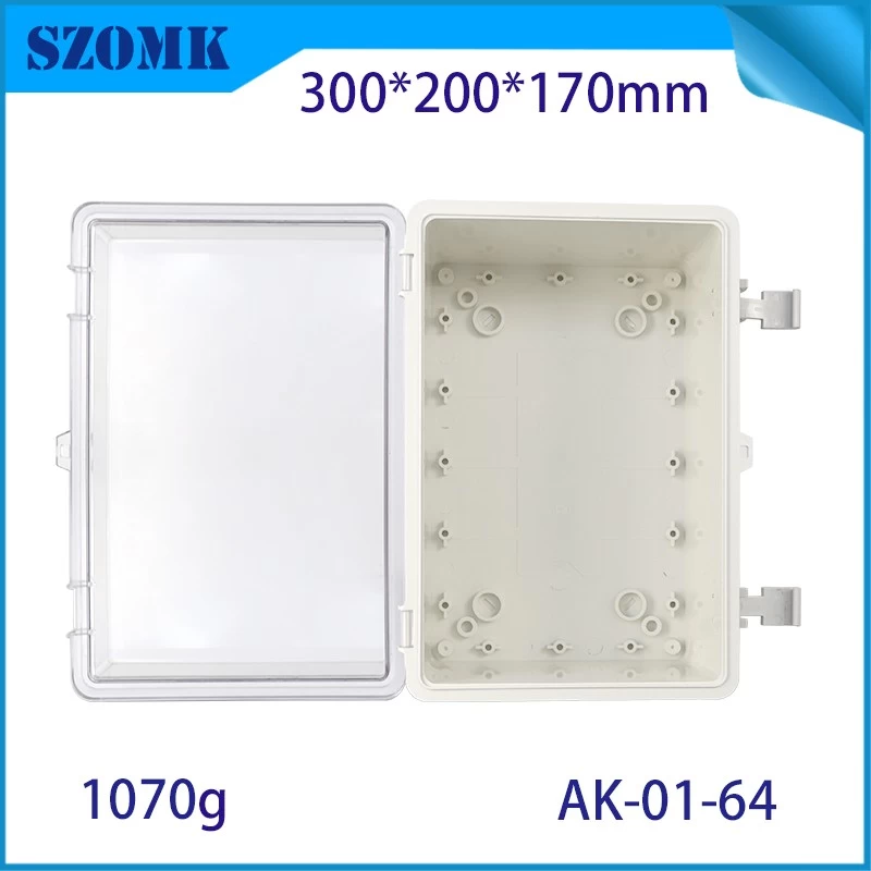IP66 transparent cover waterproof plastic enclosures Hinged boxes AK-01-64 300*200*170mm