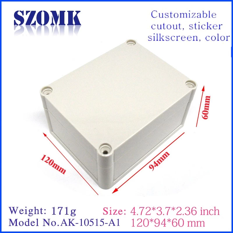 IP68 custom plastic waterproof electronic junction enclosure for pcb with 144x85x53mm