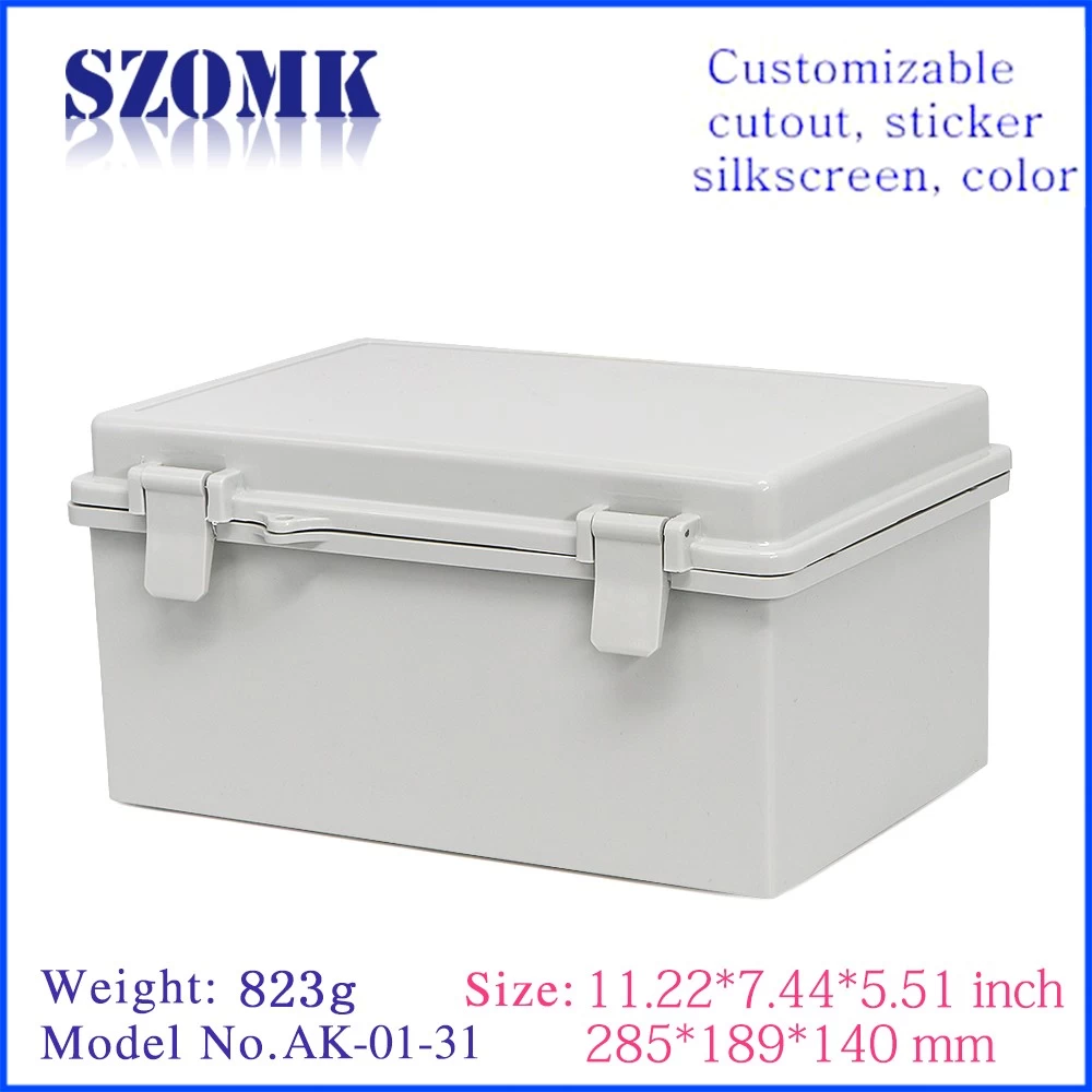 Large size hinge cover waterproof box sealed box IP65 plastic eletronics enclosure AK-01-31 285*189*140 mm
