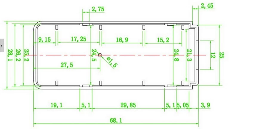 No-Standard Platic Instrument enclosure for PCB design AK-N-23,80x26x16mm