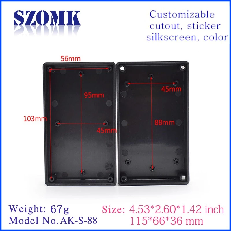 custom plastic case electric switch boxes AK-S-88 36*66*115mm