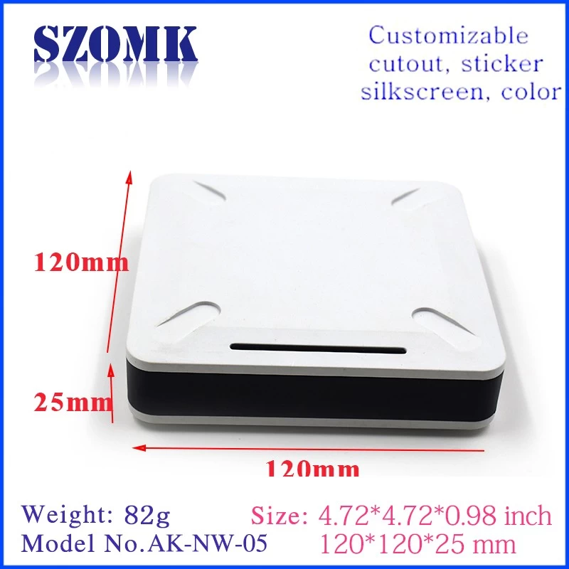 Plastic ABS Network Router Enclosure/ AK-NW-05/ 120x120x25mm