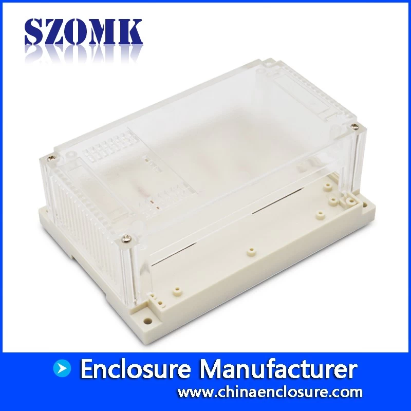 Plastic Din Rail Enclosure ABS PLC Control Box with Transparent Cover/ AK-P-13c