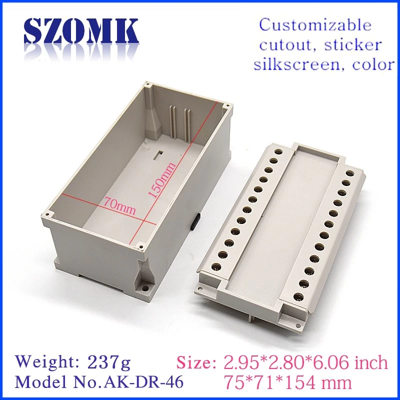 Plastic din rail enclosure electronic components instrument box for power supply AK-DR-46 75*51*154mm