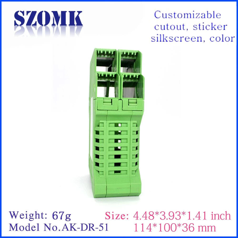 SZOMK Din rail modular electronics instrument plastic enclosures for pcb supplier AK-DR-51 114*100*35mm