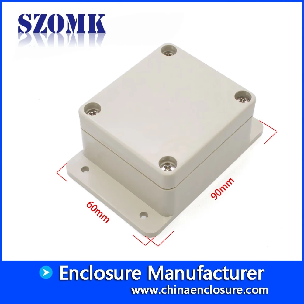 small white abs IP65 waterproof box as switch box and juntion box for pcb  and electronics with hangers AK-B-19 100*100*40mm