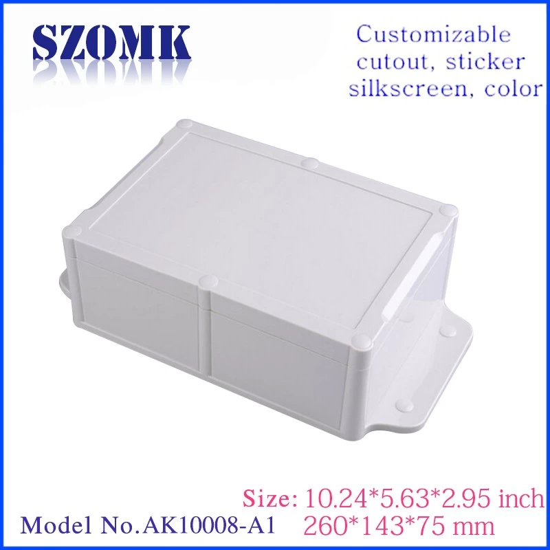 SZOMK IP68 waterproof enclsoure ABS OEM plastic enclosure for electronics AK10008-A1 260*143*75mm