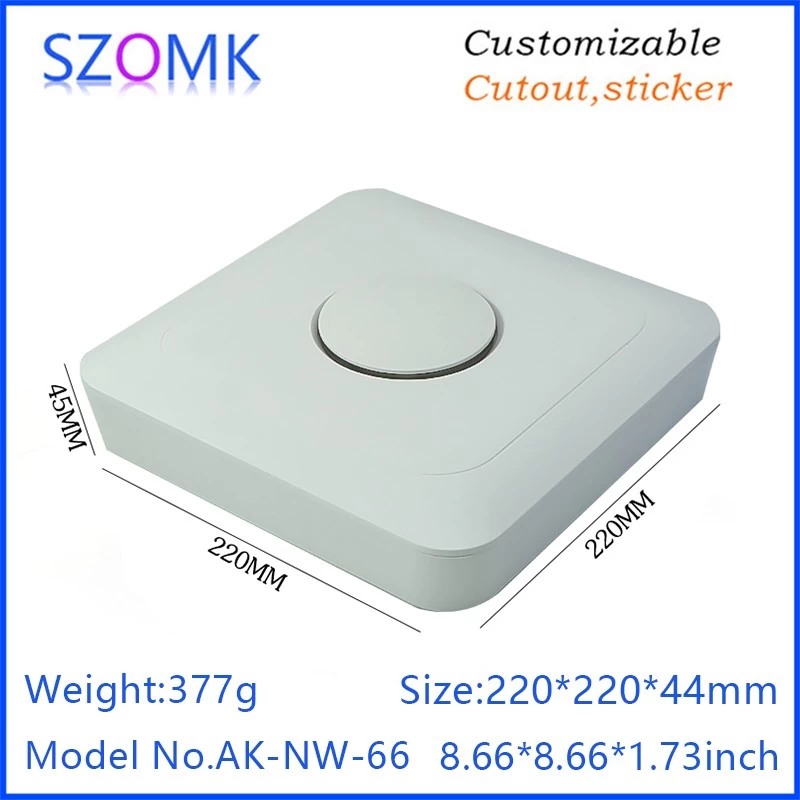 SZOMK Wifi gateway gsm plastic box Wireless Router Enclosure for iot electronic device AK-NW-66/220*220*44mm