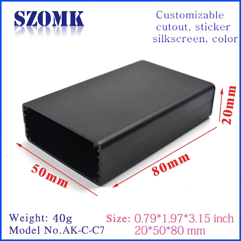SZOMK aluminum profile extrusion electronics cases electrical box manufacturer AK-C-C7  20*50*80mm