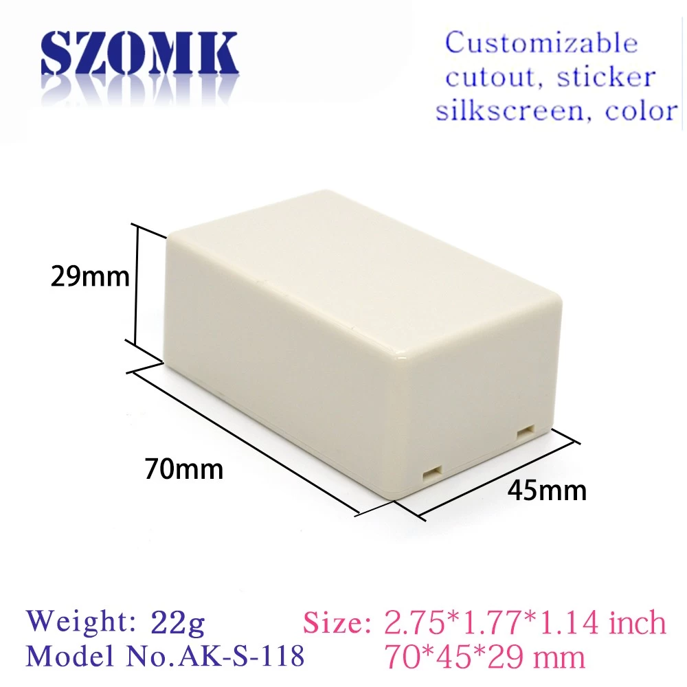 SZOMK hot sale plastic electronic enclosure for pcb AK-S-118 70*45*29mm