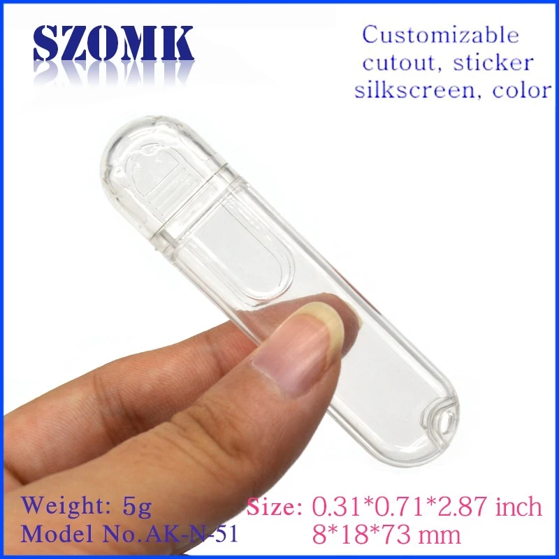 SZOMK transparent small plastic enclosure USB case for LED lights AK-N-51 73*18*8mm