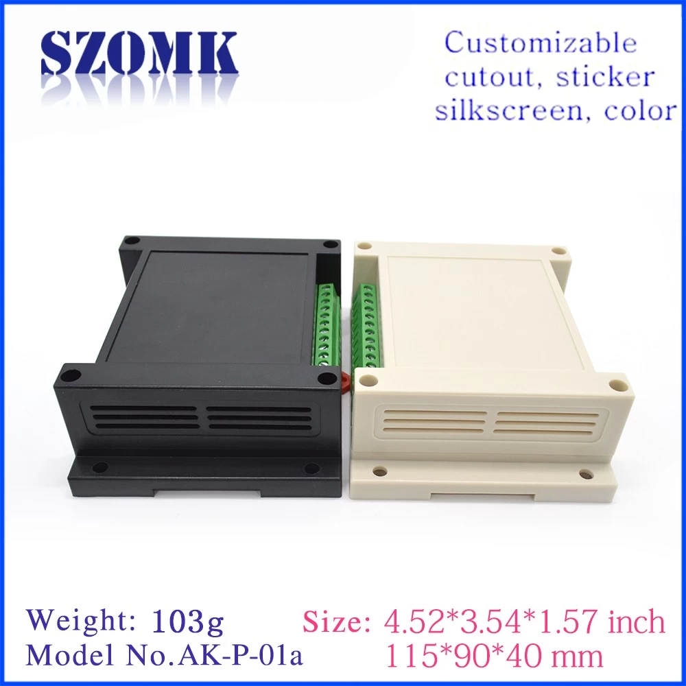 Szomk ABS plastic control din rail box with terminal blocks AK-P-01a 115*90*40mm