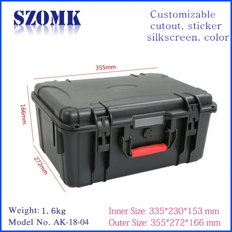 Universal waterproof  hard  suitcase consumer electronics and accessories tool box  AK-18-04 355*272*166mm