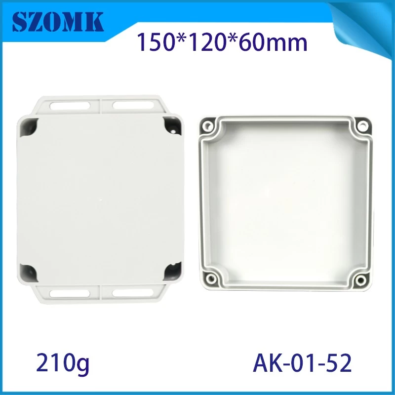 Wall-mounted Waterproof case plastic ABS enclosures IP66 cable junction box AK-01-52 148*120*60MM