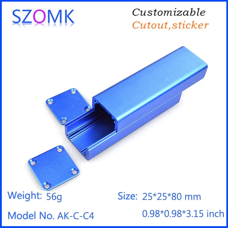 blue portable power supply aluminum control boxes for pcb AK-C-C4 25 * 25 * 80mm