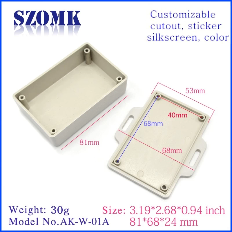 electronic plastic wall mount enclosure box for power project with 81*68*24mm