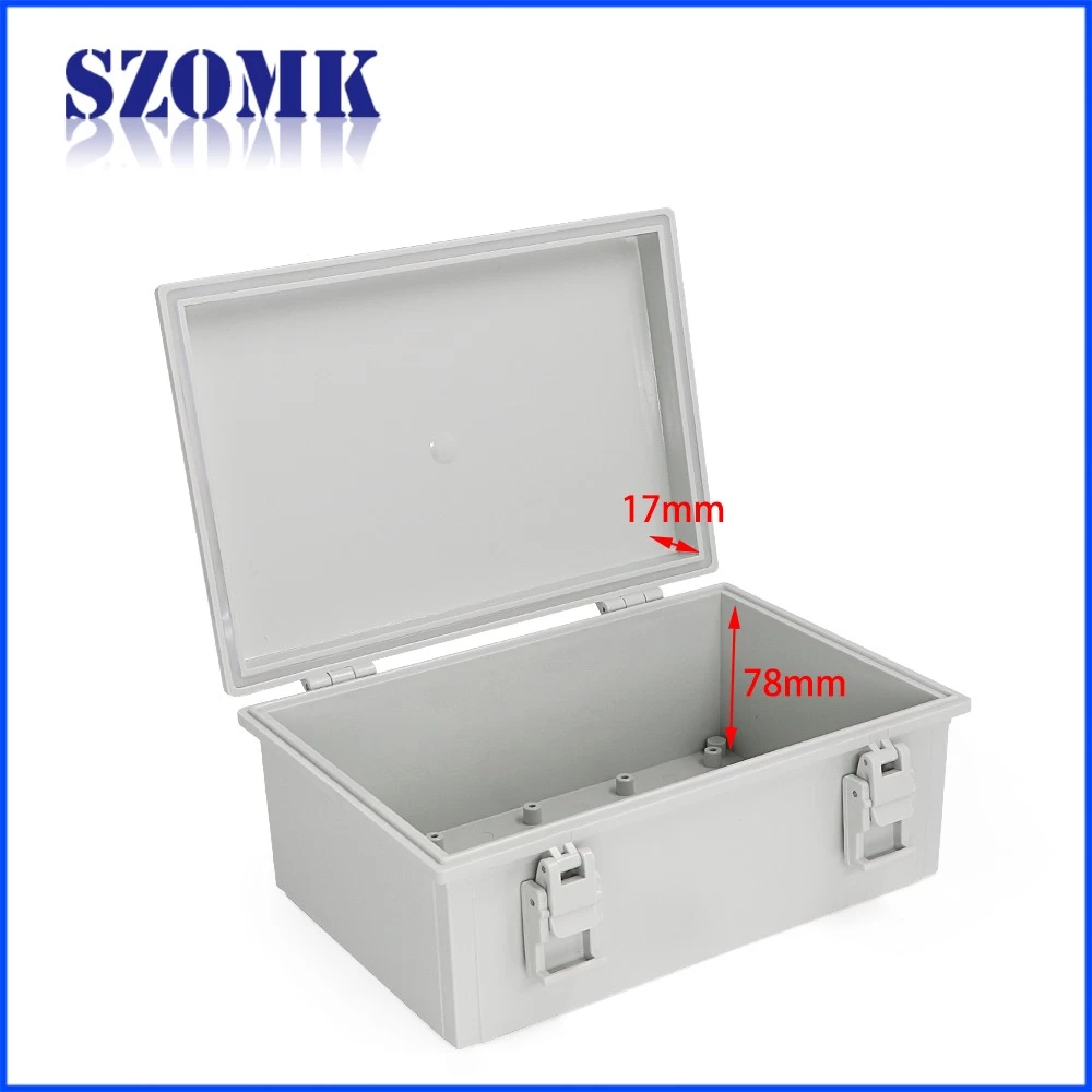 hinged platic electronics box szomk waterproof enclosure control box 251*170*101mm AK-01-38 waterproof housing junction box