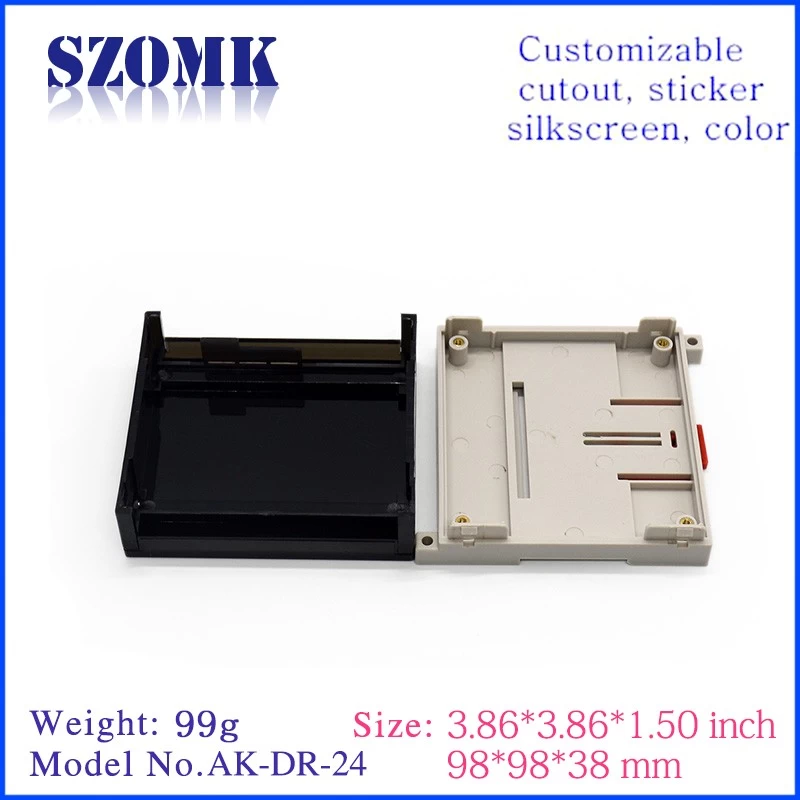 industrial plastic electronic enclosure for electronic device plasric din rail casinf with 98*98*38mm