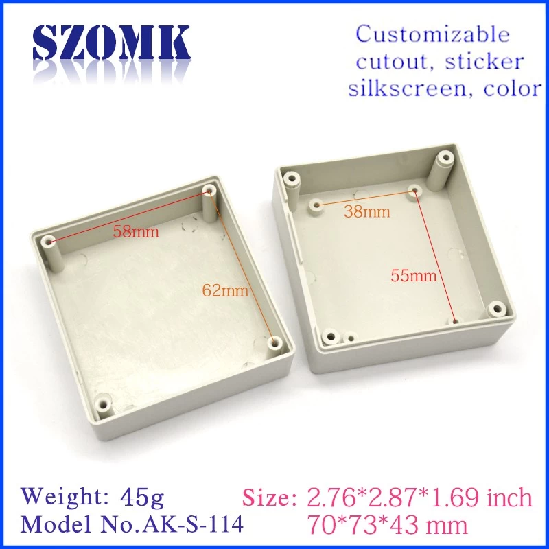insuatrial manufacture plastic electronic project enclosure box for circuit board with 70*73*43mm