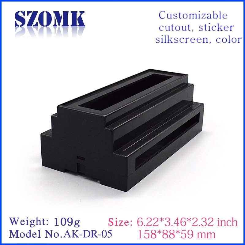 Guangdong hot sale abs plastic 158X88X59mm project electronic din rail enclosure manufacture/AK-DR-05